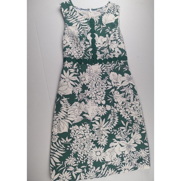 Boden Sheath Dress Crew Neck Embroidery Details White Green Floral size 2P - Picture 3 of 9